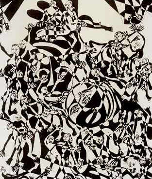 DES19780020 - Multidão Tinta da China s/papel - 70x50 cm