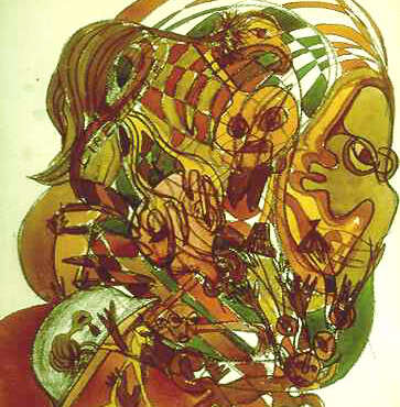 PIN19790034 - Grupo e Feitiços - Aguarela s/papel - 33x40,5 cm