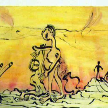 PIN19790058 - Terra queimada - Tinta da China/Aguarela s/papel - 50x35 cm