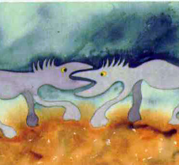 PIN19800046 - Luta de machos - Aguarela s/papel -35x20 cm