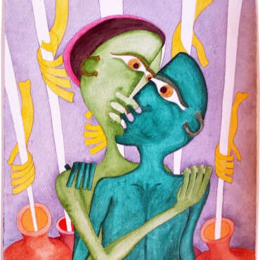 PIN19800048 - Abraço Aguarela s/papel / 37x56 cm