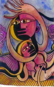 PIN19820002 - Casal - Aguarela e Tinta da China s/papel