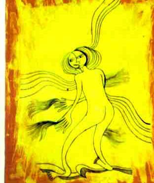 PIN19820021 - Figura com Poderes - Óleo e Tinta da China s/papel - 20x30 cm