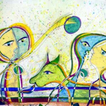 PIN19890077 - Jogo - Aguarela e Tinta da China sobre papel feito à mão - 110x70 cm