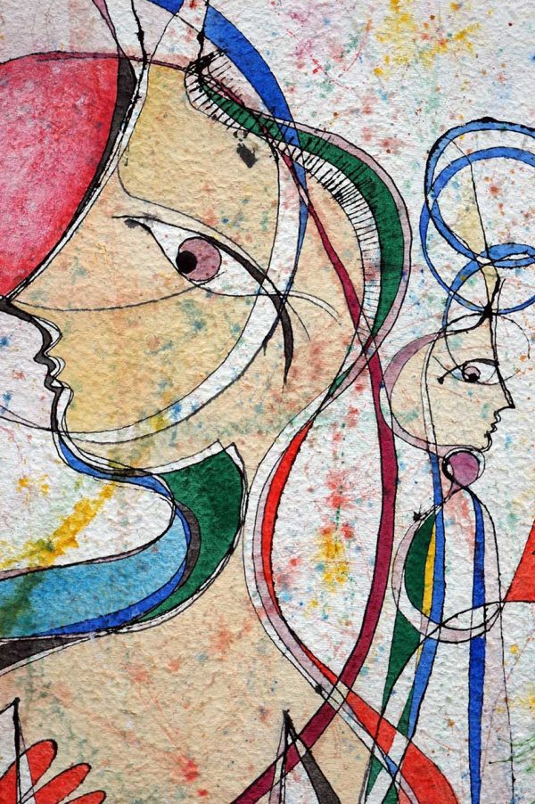 PIN19880114 - Encontro III - Aguarela e Tinta da China sobre papel Meirat - 100x100 cm