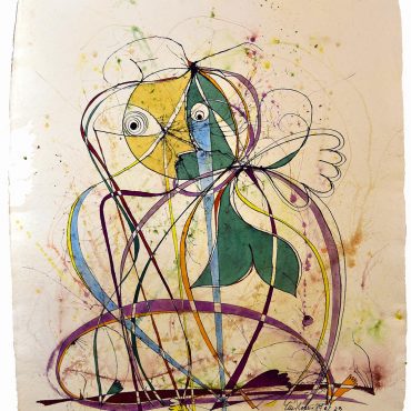 PIN19891000 - Casal - Aguarela e Tinta da China sobre papel Meirat - 75x95 cm