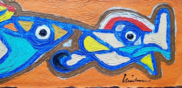 PIN20170003 - Amantes - Acrílico sobre papel manual - 47x17 cm