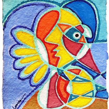 PIN20180005 - Mão Amarela - Acrílico sobre papel manual - 36x51 cm