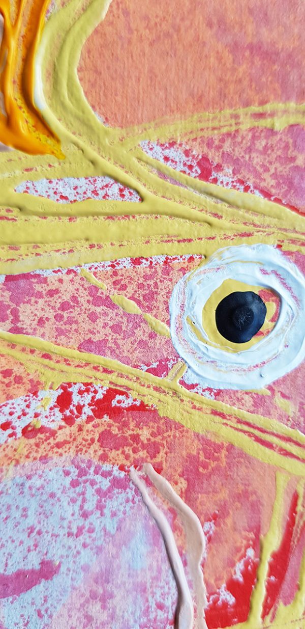 PIN20180011 - Diálogo com Peixes - Acrílico sobre papel manual - 17x47 cm