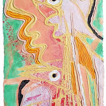PIN20180011 - Diálogo com Peixes - Acrílico sobre papel manual - 17x47 cm
