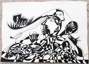 DES20200062 - Figura com Espíritos - 45x32 cm
